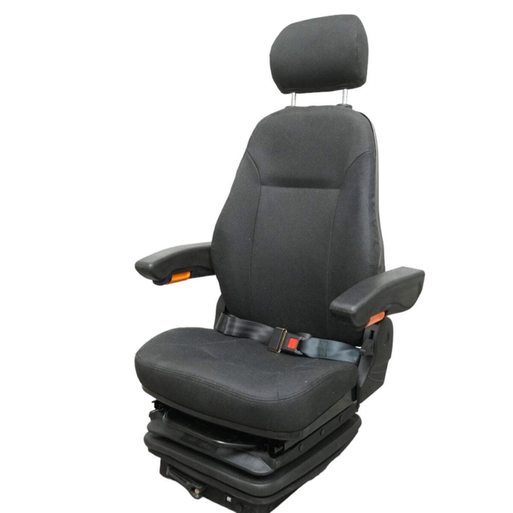 Sedile universale regolabile per peso 50-130 kg, con braccioli e schienale ribaltabile 50-90° per trattore, macchine agricole, industriali e carrelli elevatori