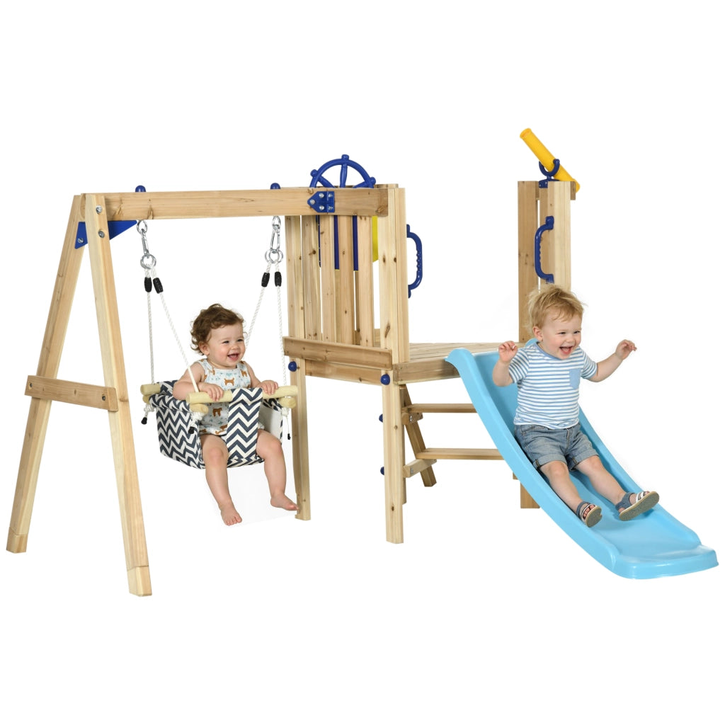 Altalena e Scivolo per Bambini in Legno ¨C zephmum ¨C Legno Naturale