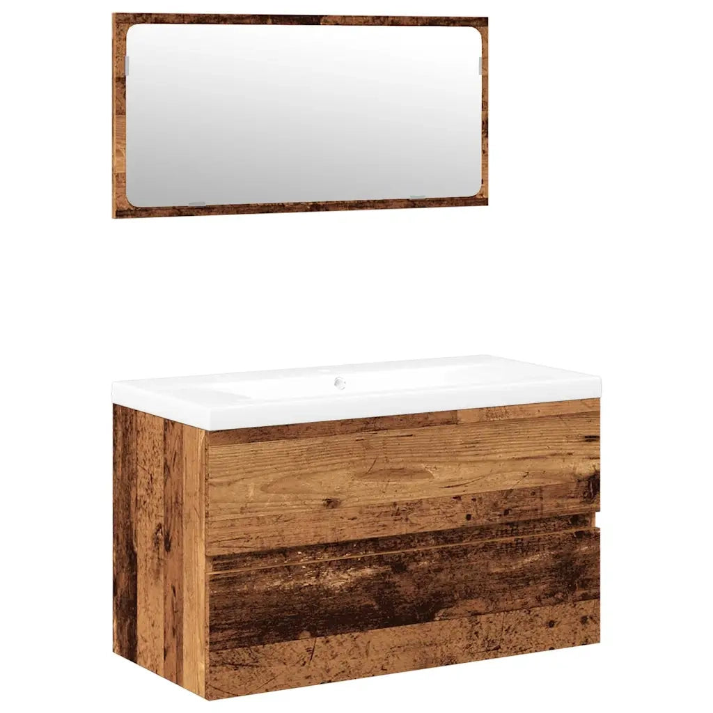 Set Mobili da Bagno Legno Antico in Legno Multistrato 3328929