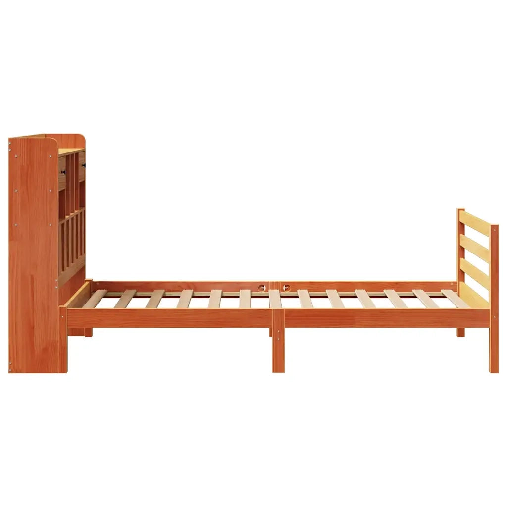 Letto Libreria senza Materasso Marrone Cera 75x190 cm in Pino 3321948