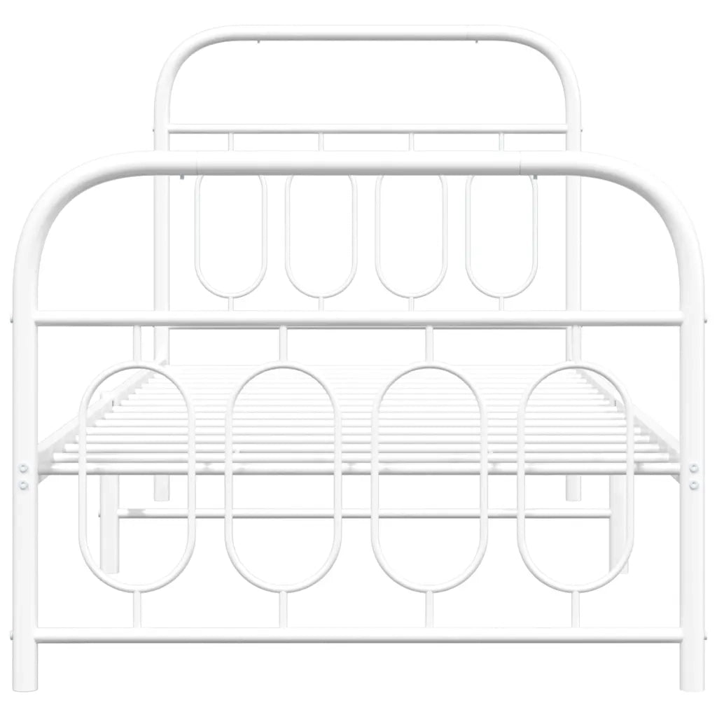 Giroletto con Testiera e Pediera Metallo Bianco 90x200 cm 377177