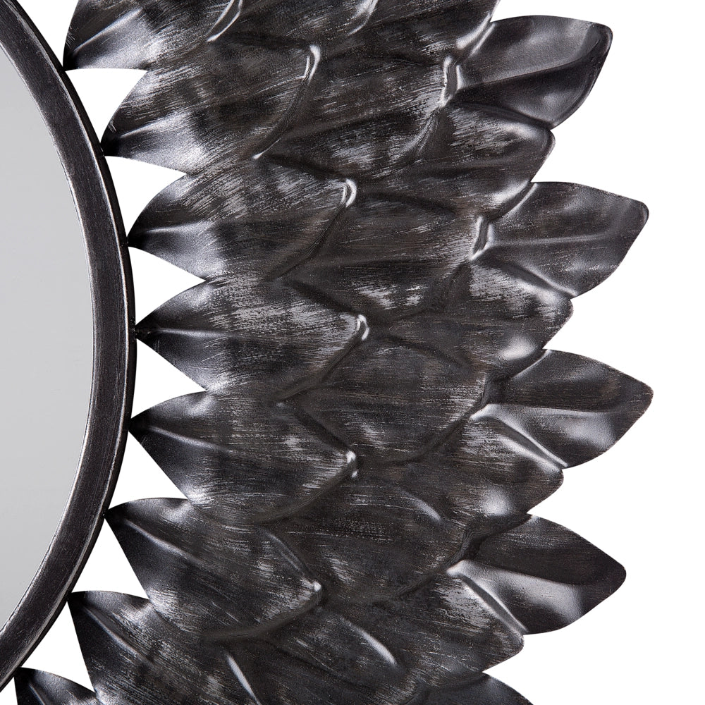 Specchio da parete argento 70 cm rotondo a forma di sole