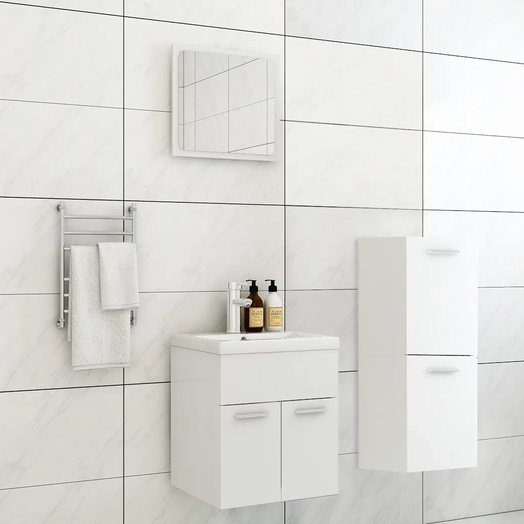 Set Mobili da Bagno | Armadio da bagno Bianco in Legno Multistrato