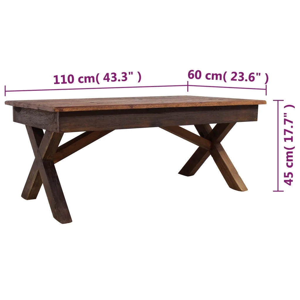 Tavolino in Legno Massello di Recupero Misto 110x60x45 cm 244492