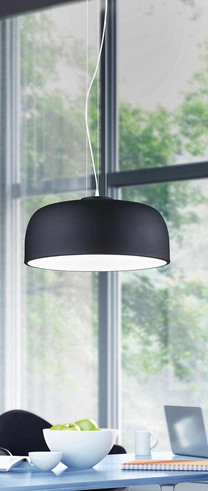 Lampada a Sospensione da Interno  E27 in Metallo Nero Opaco