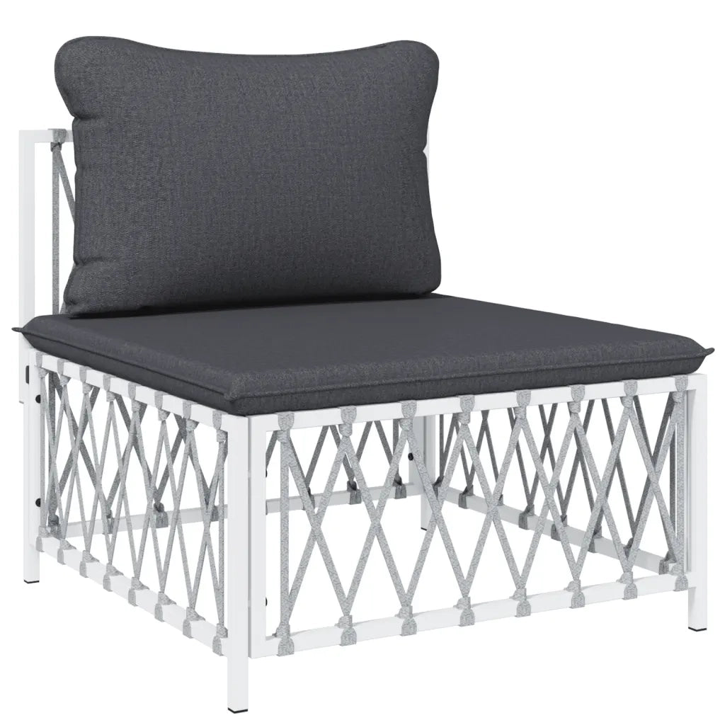 Set Salotto da Giardino 6 pz con Cuscini in Acciaio Bianco 3186840