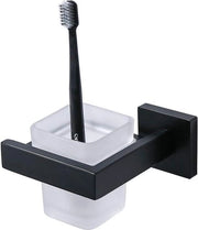 Oggetto di Supporto per Tumbler Quadrato Stile Bagni Hotel Stile in Acciaio Inossidabile SUS 304 Montaggio alla Parete Mat Zwart