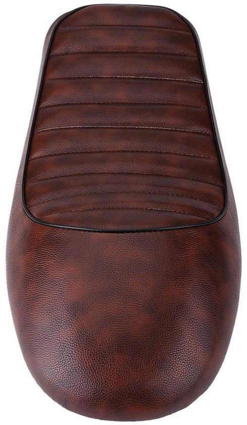 Sella per Motocicletta Pelle PU - Stile Vintage - Café Racer - Sedile Pianeggiante - Supporti di Montaggio - Nuovo di Zecca, Leggero - Sella per Motocicletta