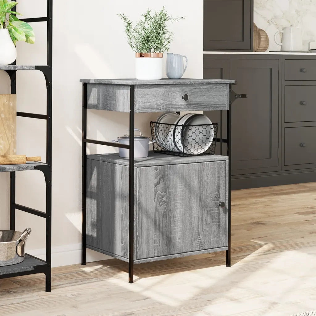 Carrello da Cucina Grigio Sonoma 56x43x89,5cm Legno Multistrato CFW3382239