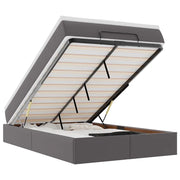 vidaXL Struttura Letto Pouf con Materasso Grigio 120x190 cm Similpelle