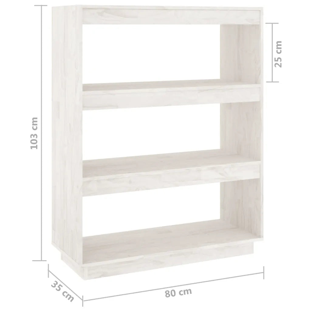 Divisorio-Paravento Bianco 80x35x103 cm Legno Massello di Pino