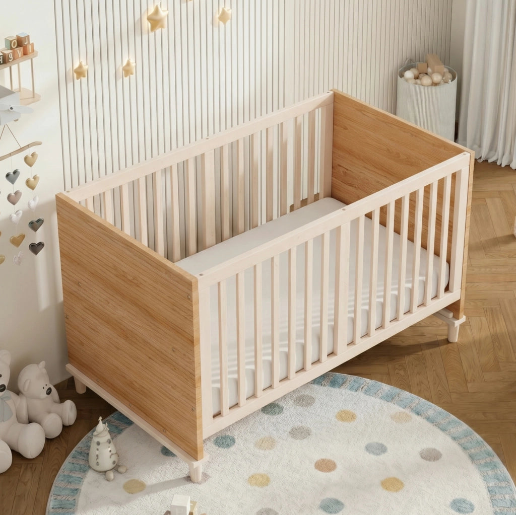 Lettino per bambini in legno con rete regolabile a 5 altezze