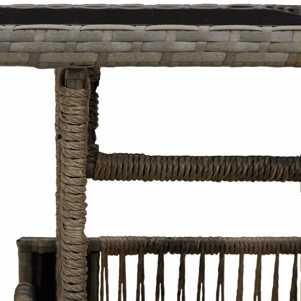 Tavolo da Giardino Grigio 100 x 55 x 37 cm Rattan PE e Vetro
