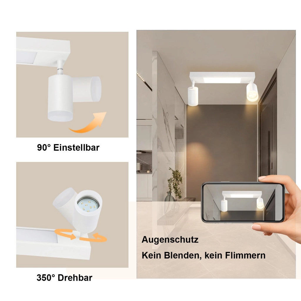 ZMH Faretto da soffitto 3 lampade E14 rotondi industriali retrò girevoli per camera letto