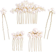 Accessori per capelli con perle dorate per il matrimonio - pettine, spille, clip a forma di U - copricapo, cuffie per capelli, stuoie per capelli.