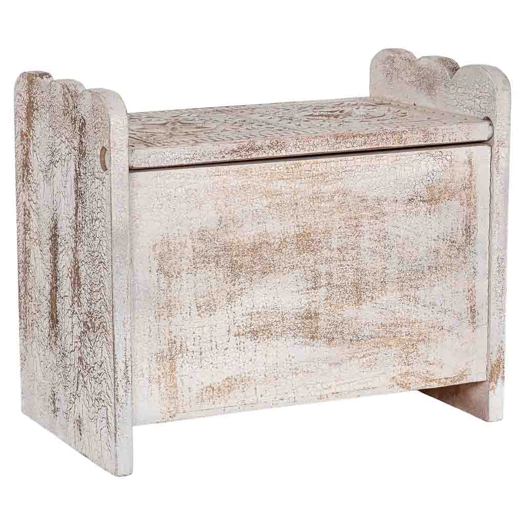 Baule in legno bianco e marrone artigianale 60x36x50 cm