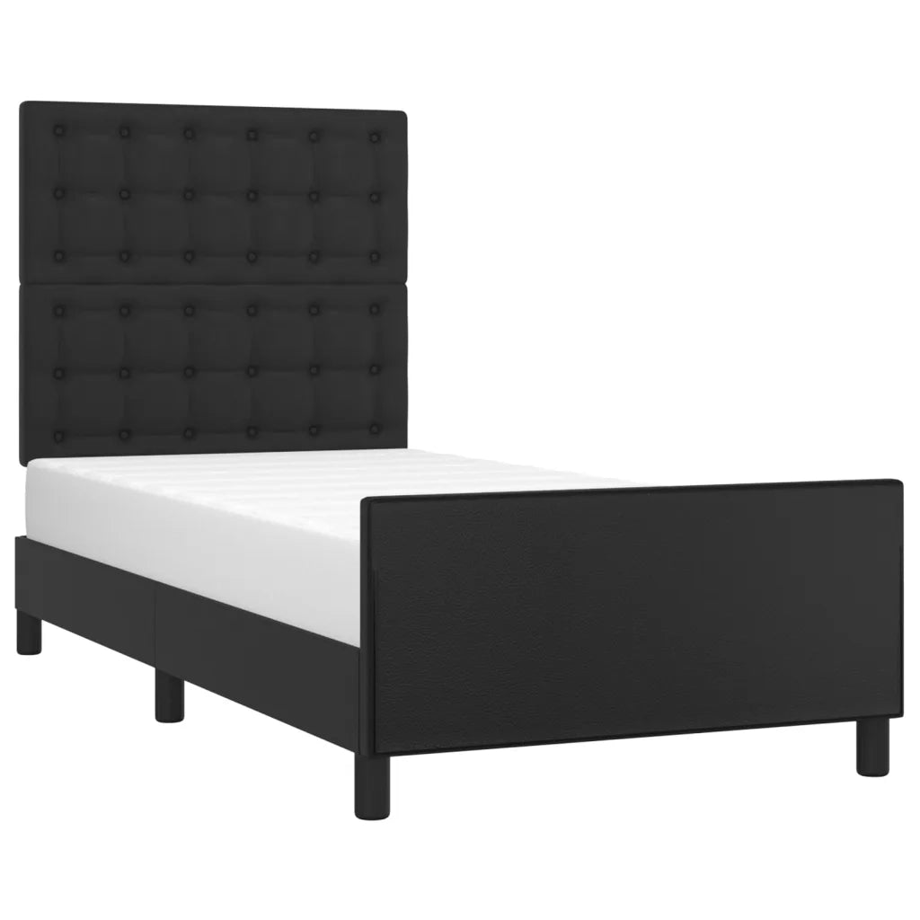 Giroletto con Testiera-Struttura Letto con testiera Nero 100x200 cm in Similpelle 349061