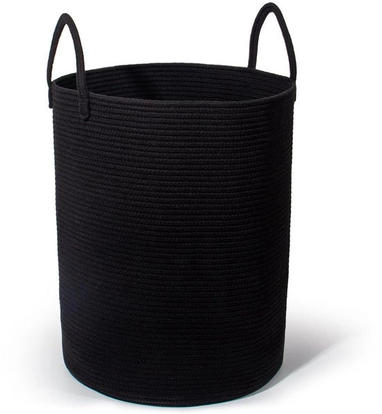 Asciugamani e indumenti con maniglione, contenitore per giocattoli a forma di asciugamani, cesta per la biancheria, grande contenitore per la biancheria, contenitore per la stanza dei bambini (nero, D 38 x H 50 cm)