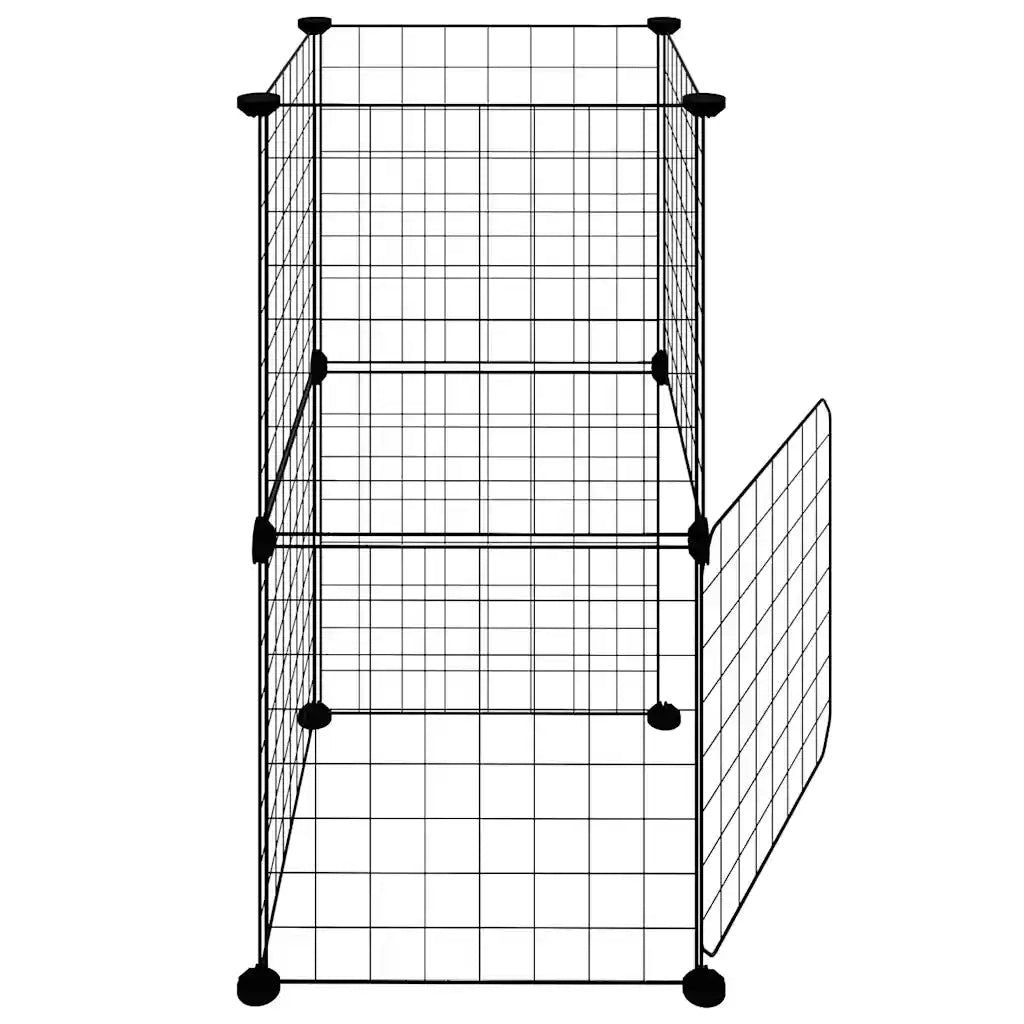 Gabbia per Animali 8 Pannelli con Porta Nero 35x35 cm Acciaio 3114032