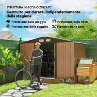 Capanno per Attrezzi 4.9m² con Fondazione, 4 Prese d'Aria e 2 Porte Scorrevoli in Acciaio, 277x195x192cm, Giallo