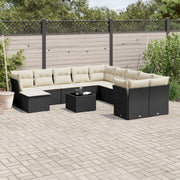 Set Divani da Giardino 12 pz con Cuscini Nero in Polyrattan 3250455