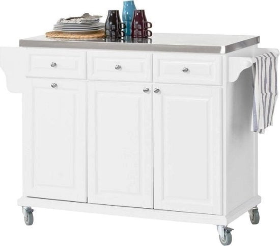 Carrello per cucina in acciaio inossidabile - 3 ante - 107x95x48,5 cm