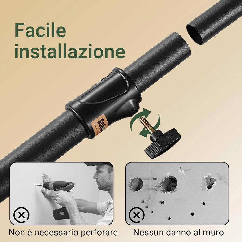 Telescopic Appendiabiti da Terra, Robusto Stand Appendiabiti con Aste e Ripiani, Armadio Aperto Regolabile per Camera da Letto, Porta Abiti Nero KLS04-II-SCH