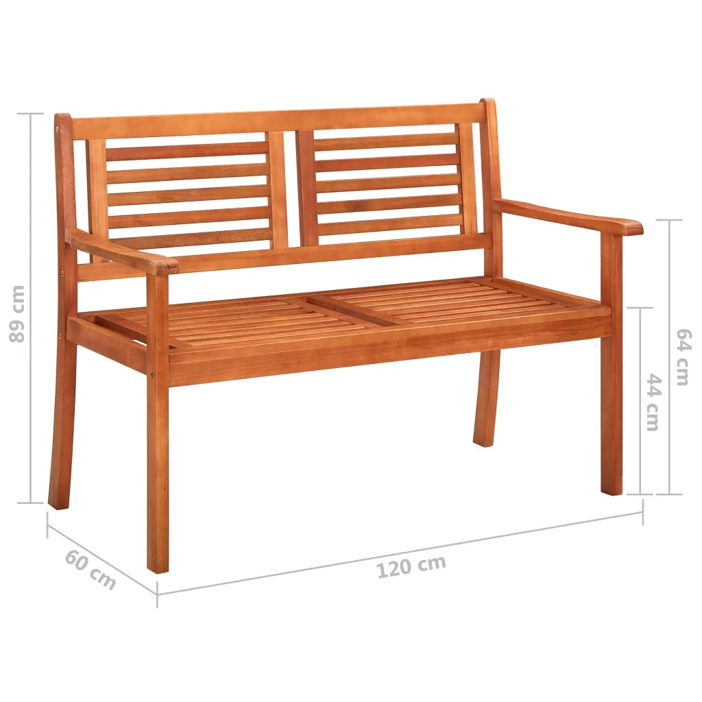 vidaXL Panchina da Giardino 2 Posti e Cuscino 120cm Massello Eucalipto
