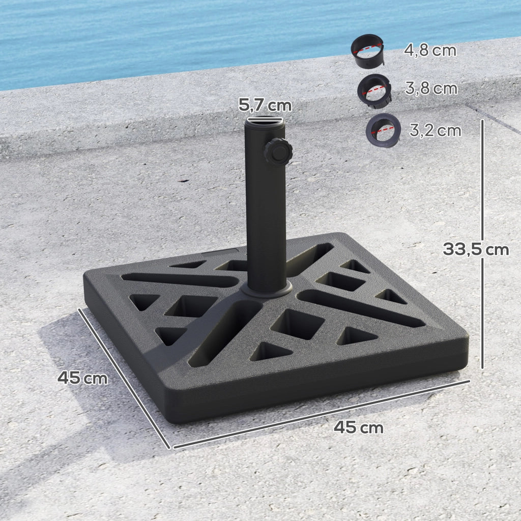 Base per ombrellone quadrata 15 kg ¨C Xylo ¨C cemento nero 45x45x33,5 cm per palo ? 32-48 mm