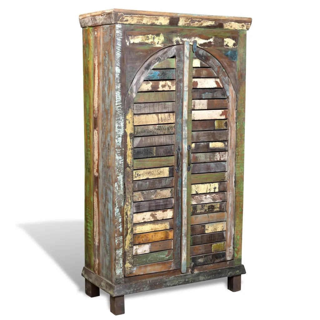 Libreria Multicolore in Legno Riciclato con 3 Scaffali e 2 Ante 240947