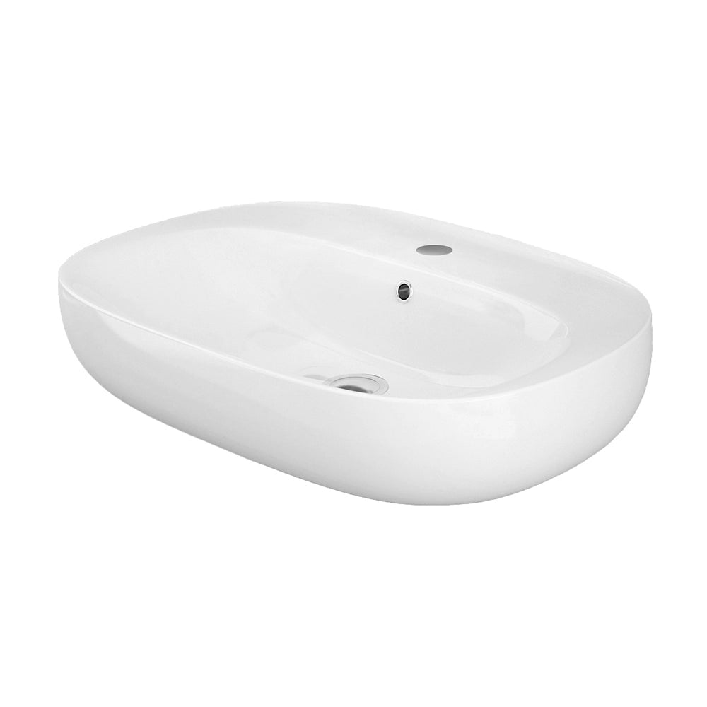 Lavabo ovale 60 cm sospeso bianco in ceramica Rak Illusion