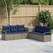 Set di divani 7 pz Grigio e Blu Navy Rattan sintetico e Acciaio 3448725