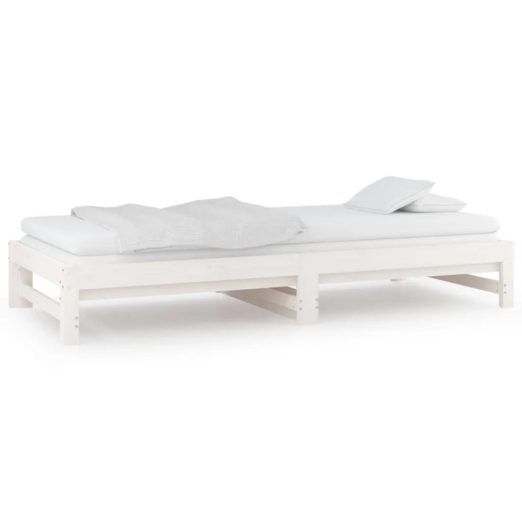 Dormeuse Estraibile Bianca 2x(90x200) cm Legno Massello di Pino 820428