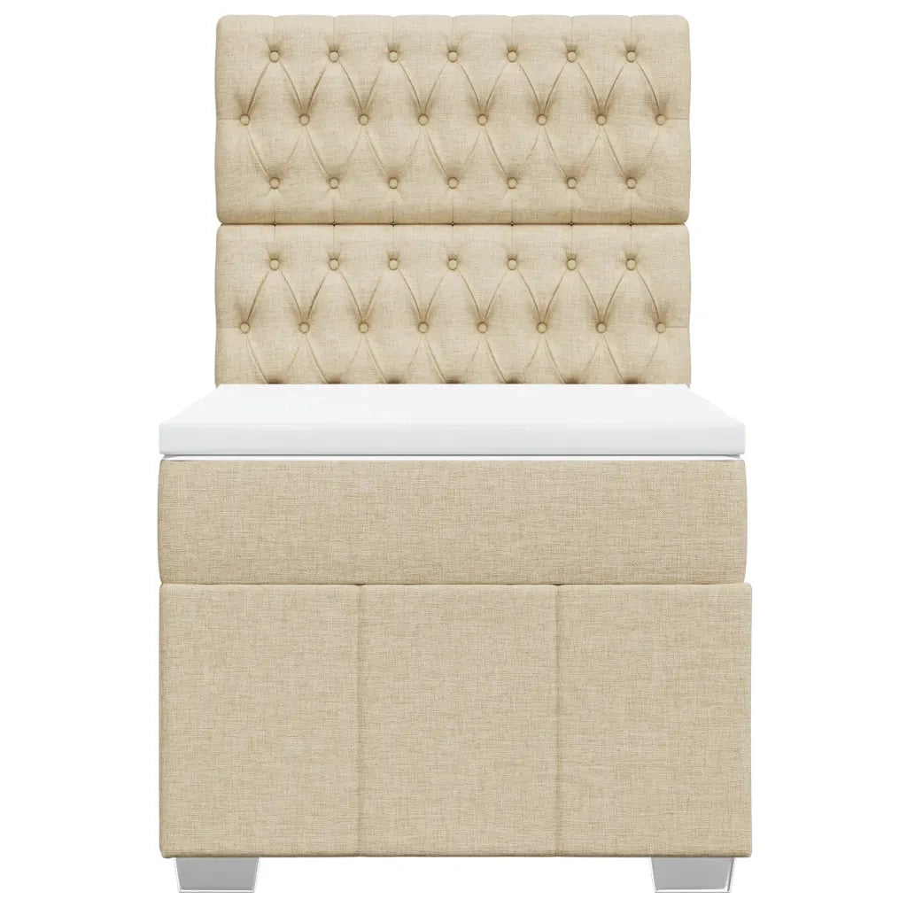 Letto singolo | Letto per adulti | Giroletto a Molle con Materasso Crema 80x200 cm inTessuto