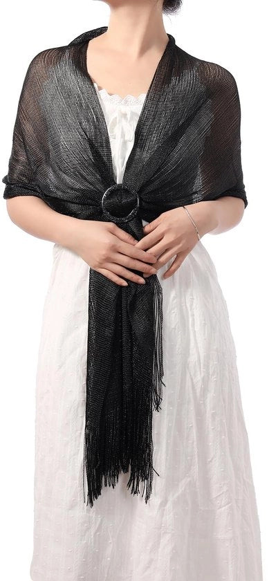 Scialle Metallic Glitter - Donna - Accessorio di Matrimonio - Abbigliamento da Sera - Scialle da Spalla - Design Elegante - Scialle da Sera