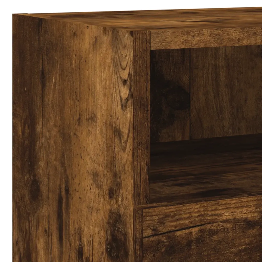 Mobili TV a Muro 4pz | Armadietto TV | Mobile Porta TV Rovere Fumo in Legno Multistrato