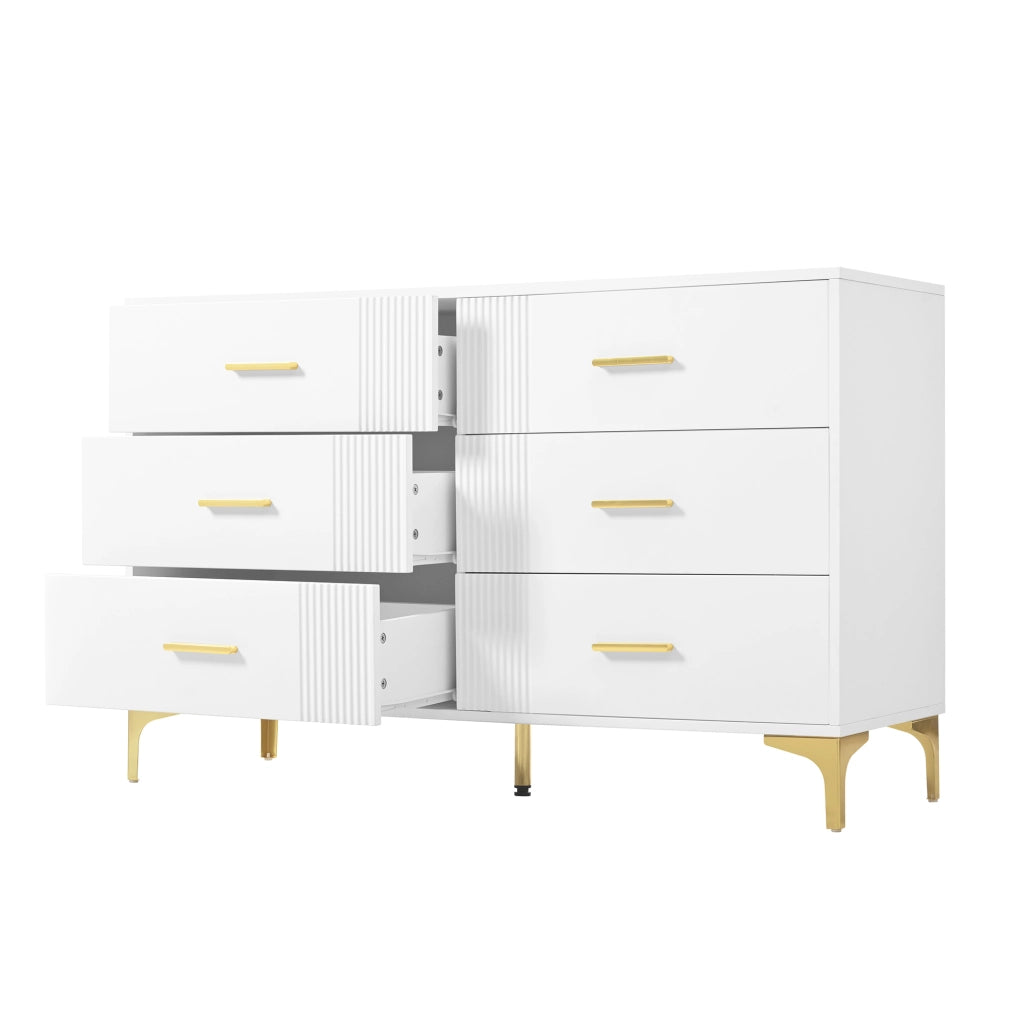 Cassettiera con 6 cassetti - per soggiorno e camera da letto - in MDF - 120×40×76 cm - bianco