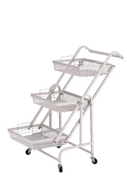 Carrello Portaverdure in Metallo Reclinabile con 3 Ceste 44 x 30 x 95 cm