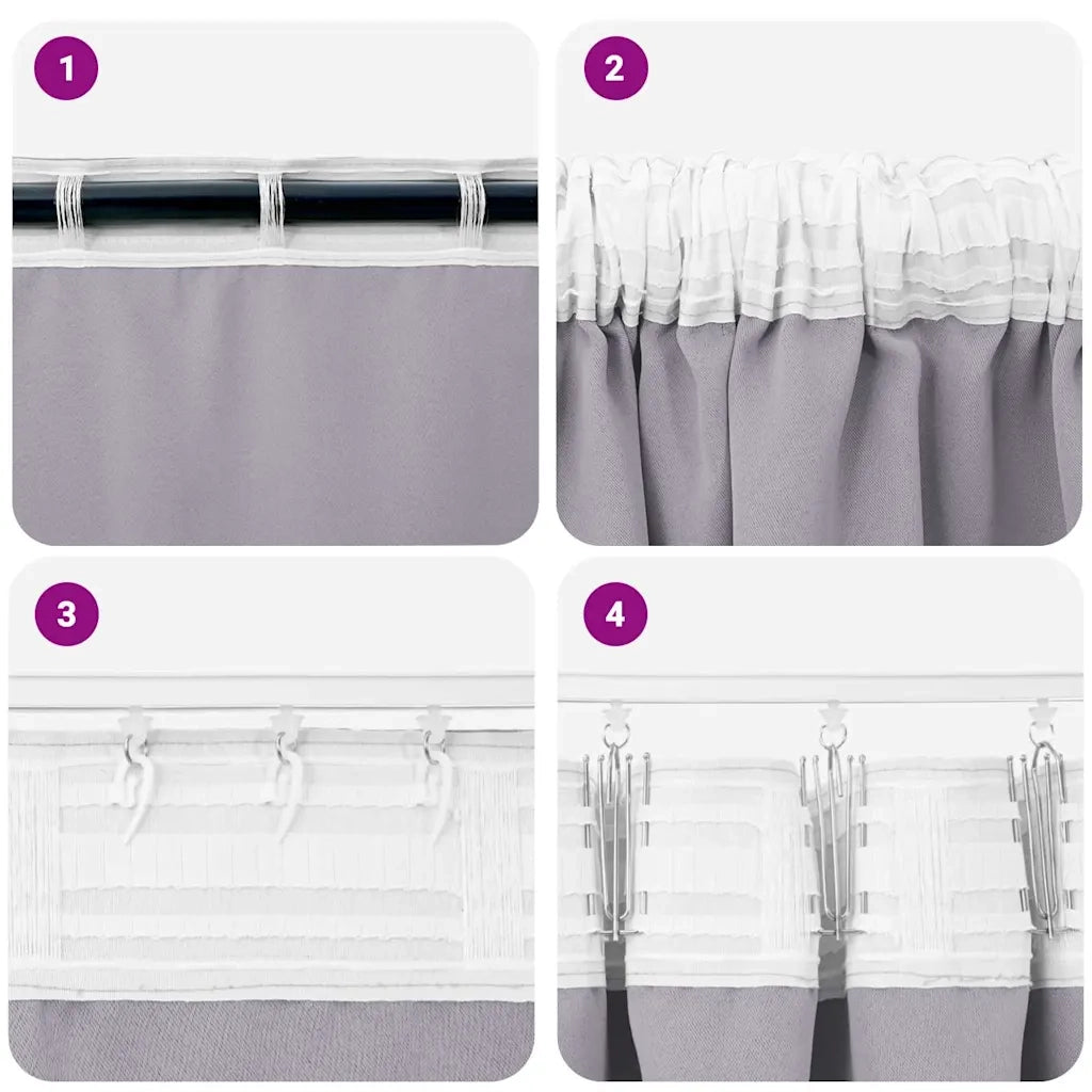 Tende Blackout con Anelli 2 pcs Grigio Metallico 260 x 140 cm 4107472
