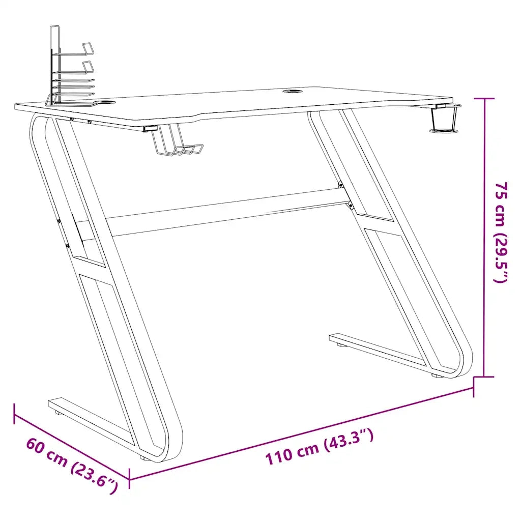 Scrivania da Gaming con Gambe a ZZ Nera 110x60x75 cm 325412