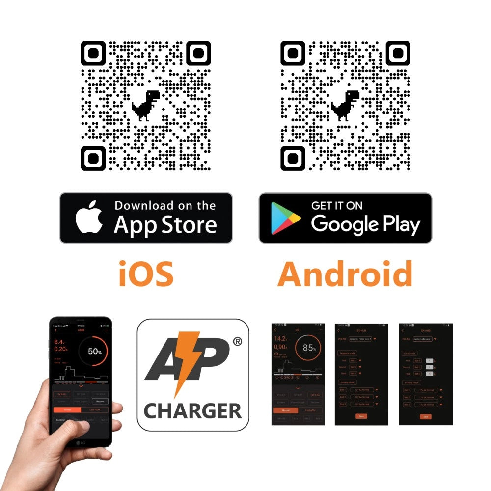 Caricabatterie Intelligente 6A (6V/12V) - Compatibile Litio (LiFePO4) e Piombo - Controllo App Bluetooth e 8 ModalitÃ  di Carica