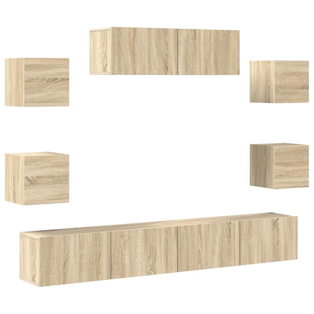Set di Mobili Porta TV 7 pz-Set di 7 Credenza per TV Rovere Sonoma in Legno Multistrato 557933