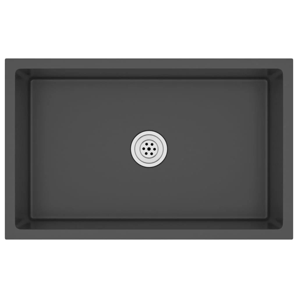 Lavello da cucina fatto a mano lavandino da bagno per interni 70 x 40 cm acciaio inox nero 02_0002468