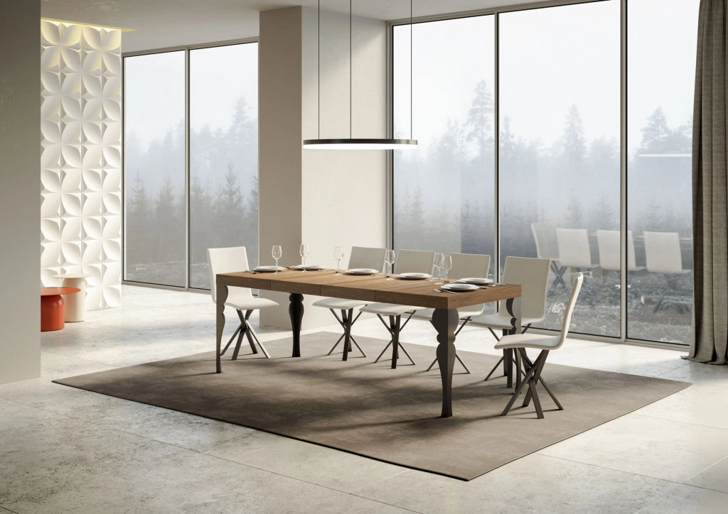 Tavolo allungabile 90x200/304 cm Paxor Premium quercia natura telaio Antracite