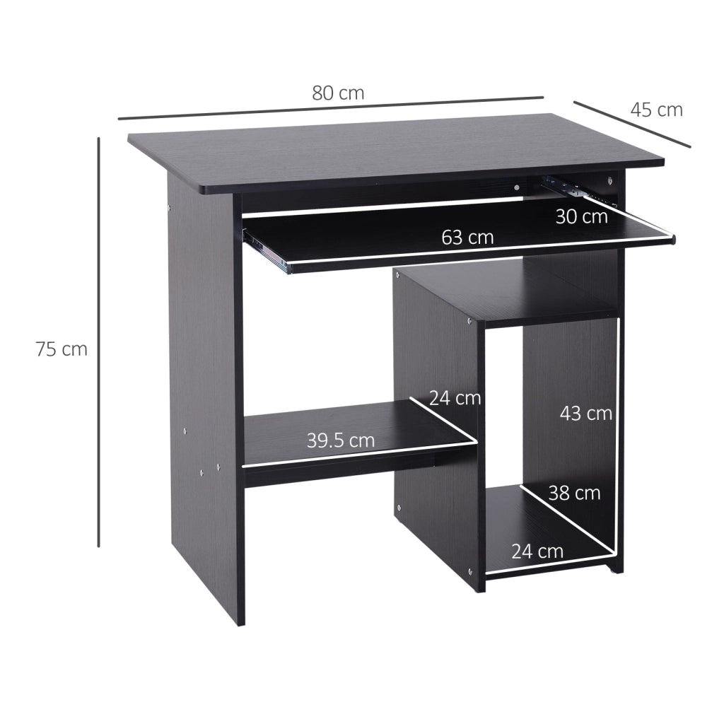 Scrivania Moderna Porta PC e Ripiano Tastiera Estraibile 80x45x75 cm Nero