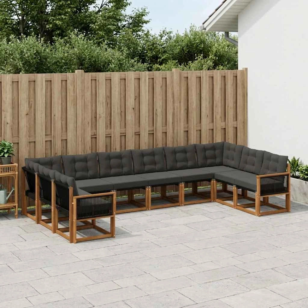 Set di divani da esterno 10 pz Naturale e Nero 3382240