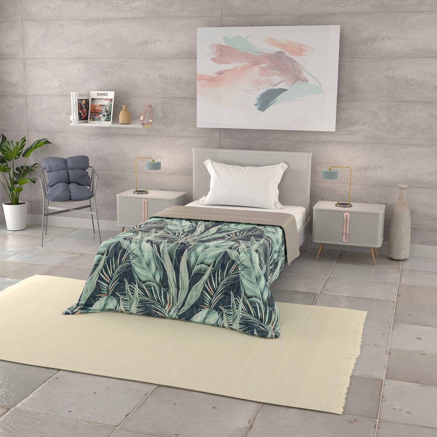 Trapuntino Singolo 100gr con Stampa in Microfibra Tropical