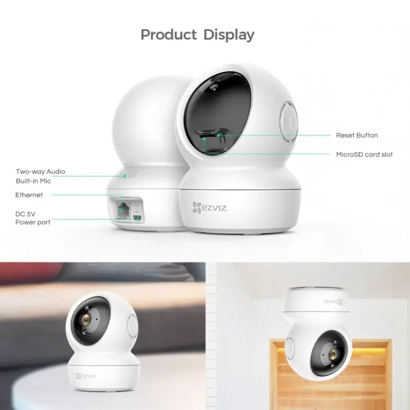 EZVIZ C6N Telecamera Wi-Fi motorizzata per interno 360° + Ezviz T30 smartplug