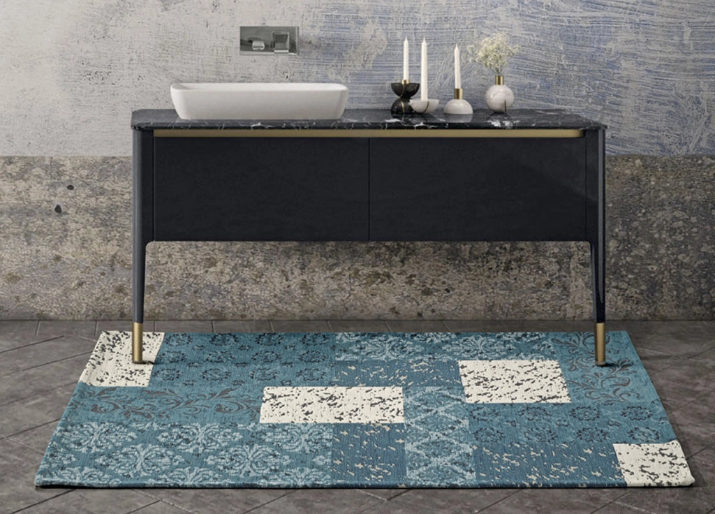 Tappeto Velour Antiscivolo Da Camera E Salotto Disegno Saturno Jeans By Suardi - 200x200 cm - Jeans