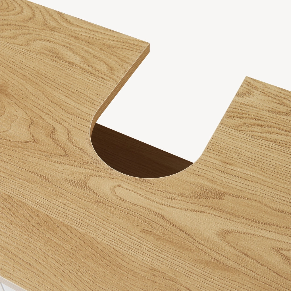 Mobile Sottolavabo da Terra Ferrersp a 2 Ante 80 x 60 x 35 cm - Effetto Rovere / Avena Oatmeal [en.casa]